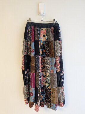 Unbranded patchwork boho maxi pull-on skirt